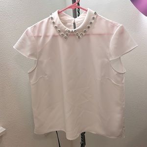 TED BAKER White Collared Dress Blouse - Size 3 - Excellent Condition!!